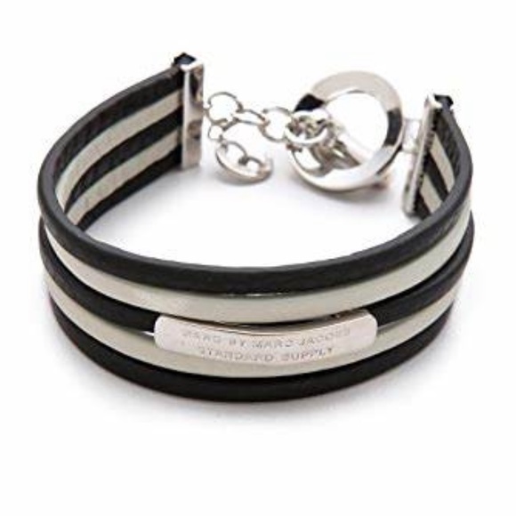 Marc by Marc Jacobs Silver Black multi leather 
Toggle Bracelet - Picture 1 of 6